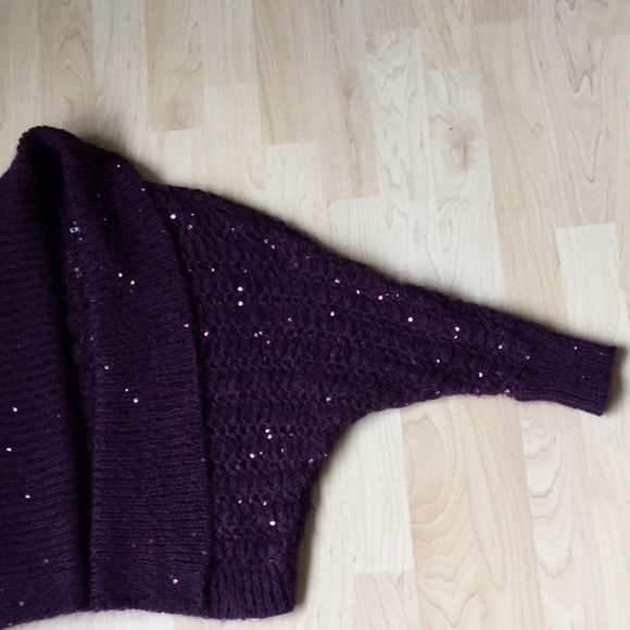 Express Deep Purple Fold Over Collar Open Cardigan - Picture 8 of 8